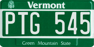 VT license plate PTG545
