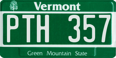 VT license plate PTH357