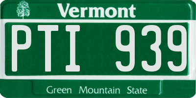 VT license plate PTI939