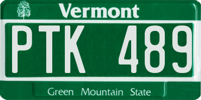 VT license plate PTK489