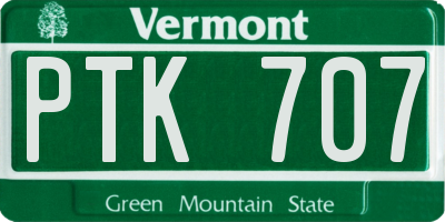 VT license plate PTK707
