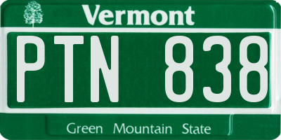 VT license plate PTN838