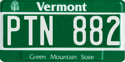 VT license plate PTN882