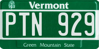 VT license plate PTN929
