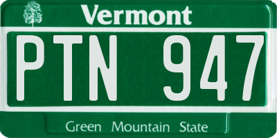 VT license plate PTN947