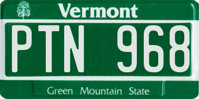 VT license plate PTN968