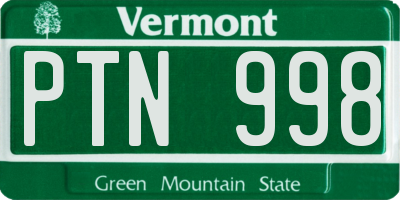 VT license plate PTN998