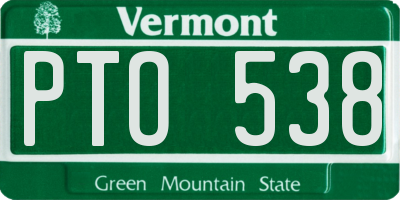 VT license plate PTO538