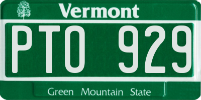 VT license plate PTO929