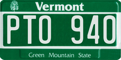 VT license plate PTO940