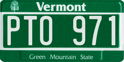 VT license plate PTO971