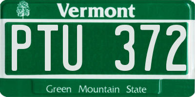 VT license plate PTU372