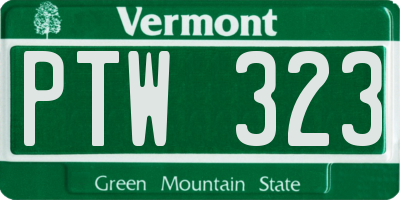 VT license plate PTW323