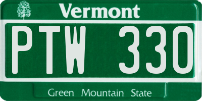 VT license plate PTW330