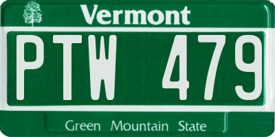 VT license plate PTW479