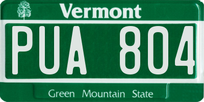 VT license plate PUA804