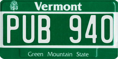 VT license plate PUB940