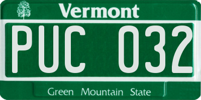 VT license plate PUC032