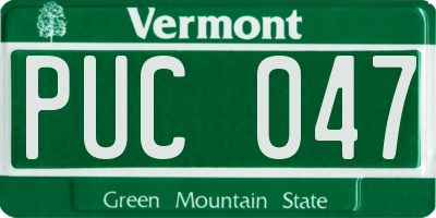 VT license plate PUC047