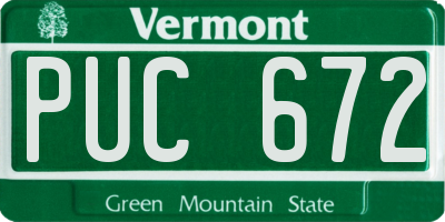 VT license plate PUC672