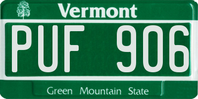 VT license plate PUF906