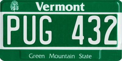 VT license plate PUG432