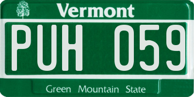 VT license plate PUH059