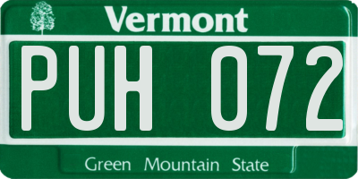 VT license plate PUH072