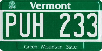 VT license plate PUH233
