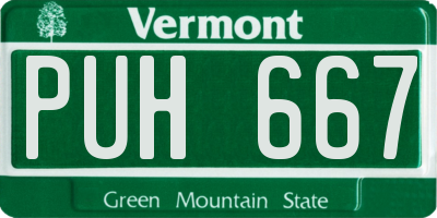 VT license plate PUH667