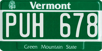 VT license plate PUH678
