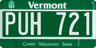 VT license plate PUH721