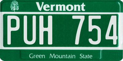 VT license plate PUH754