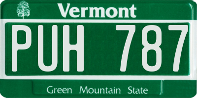 VT license plate PUH787