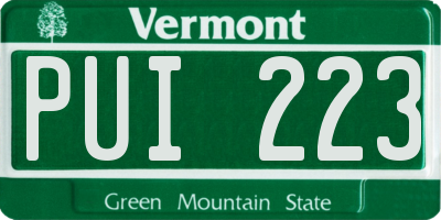 VT license plate PUI223