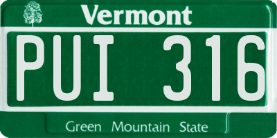 VT license plate PUI316