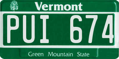 VT license plate PUI674