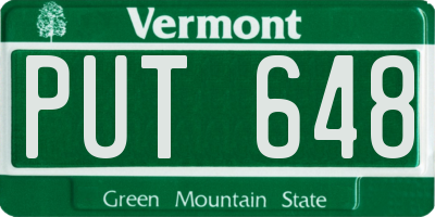 VT license plate PUT648