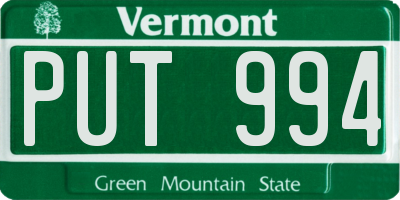 VT license plate PUT994