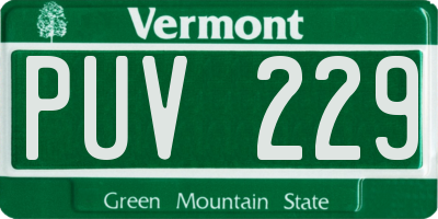 VT license plate PUV229