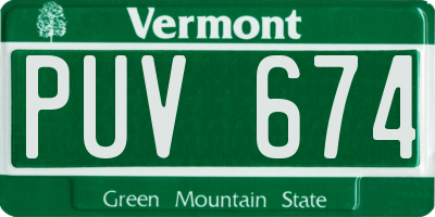 VT license plate PUV674