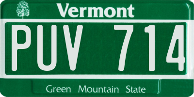 VT license plate PUV714