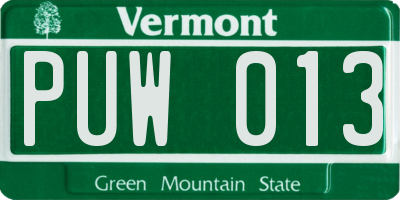 VT license plate PUW013