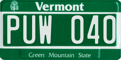 VT license plate PUW040