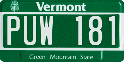 VT license plate PUW181
