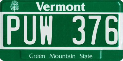 VT license plate PUW376