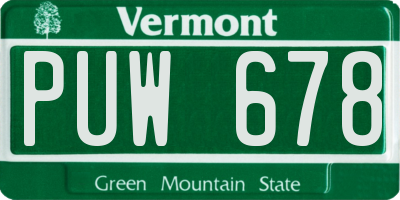 VT license plate PUW678