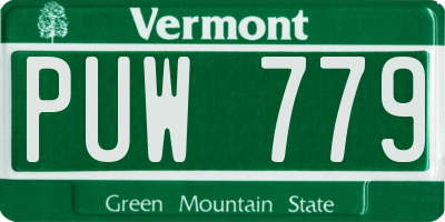 VT license plate PUW779