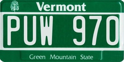 VT license plate PUW970