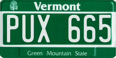 VT license plate PUX665